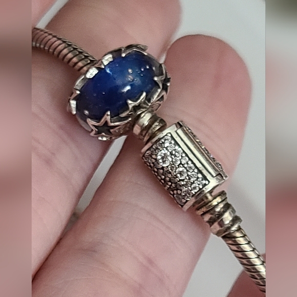 925 Pandora Necklace Wrap BraceletGalaxy Blue Star Murano Charm Snake Chain